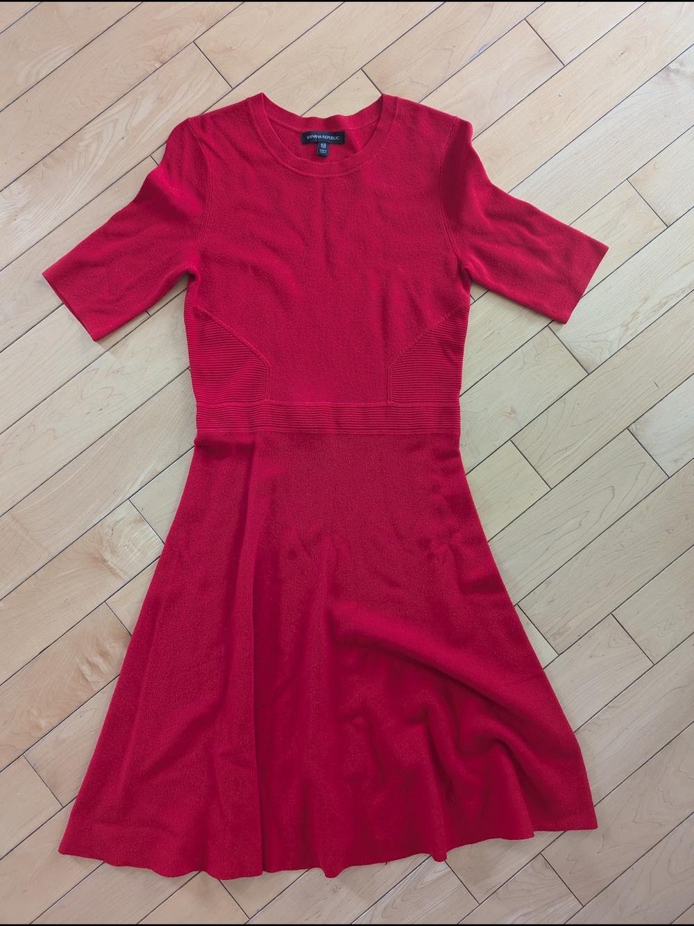 Banana Republic Vibrant Red Midi Fit-and-Flare Dress